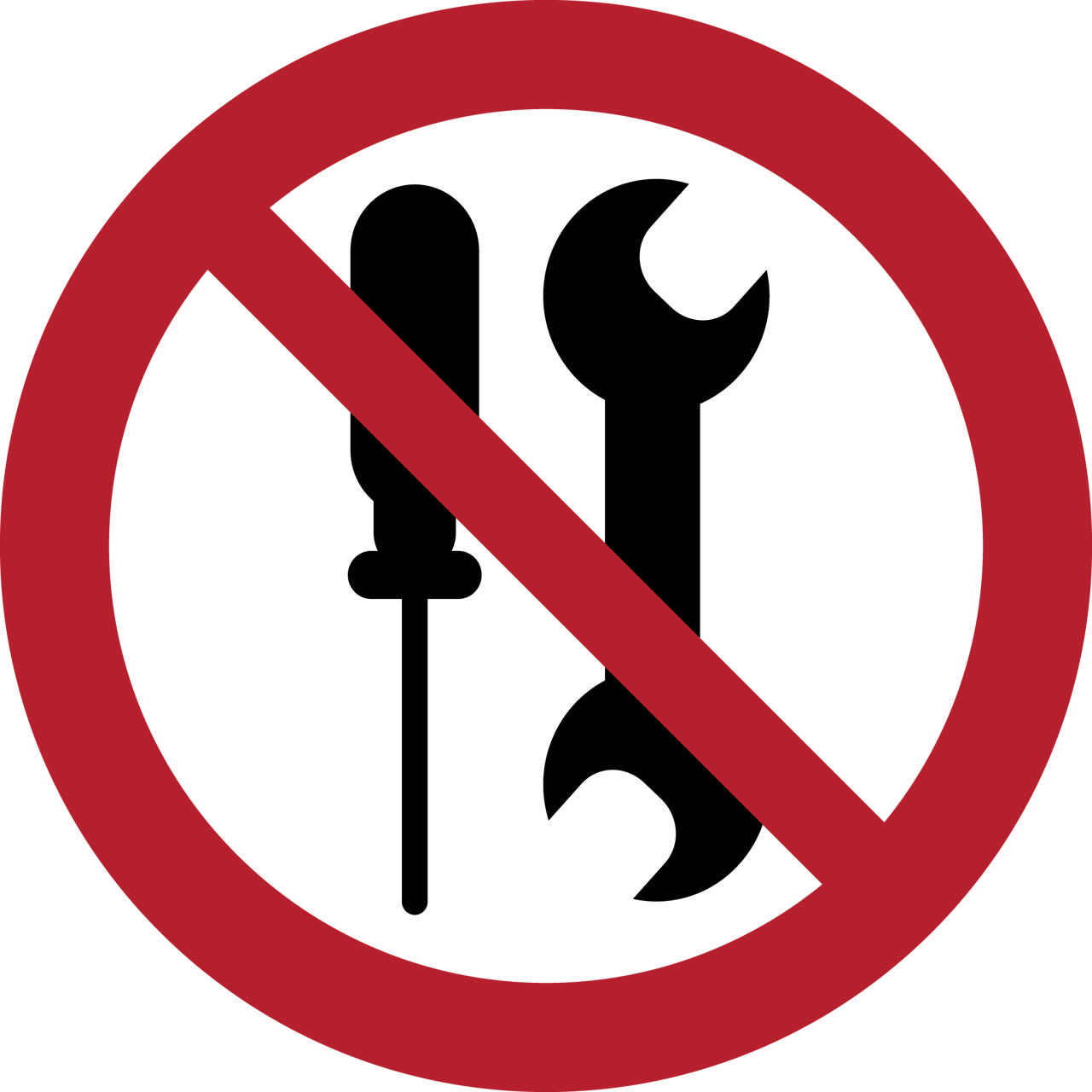 Säkerhetsskylt Ej för användarservice, 100 mm