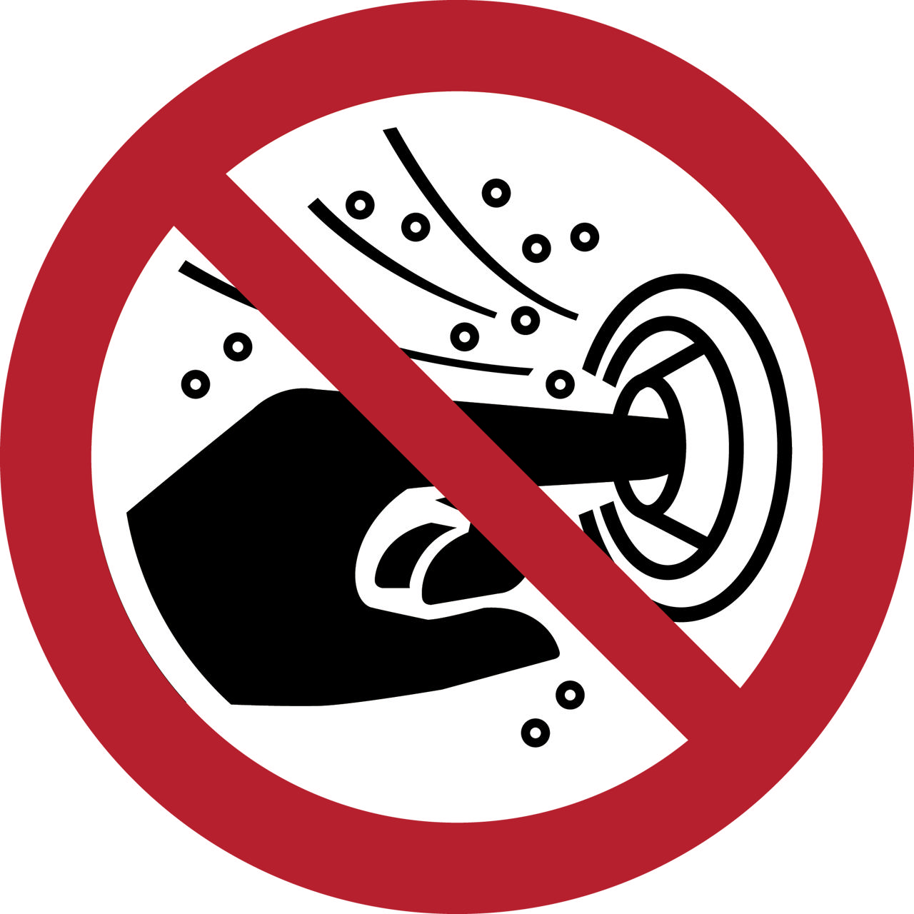 Säkerhetsskylt Sätt inte fingret i munstycket på hydromassagen, 300 mm