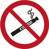 Säkerhetsskylt Ingen E-cigarett/Vape, 100 mm