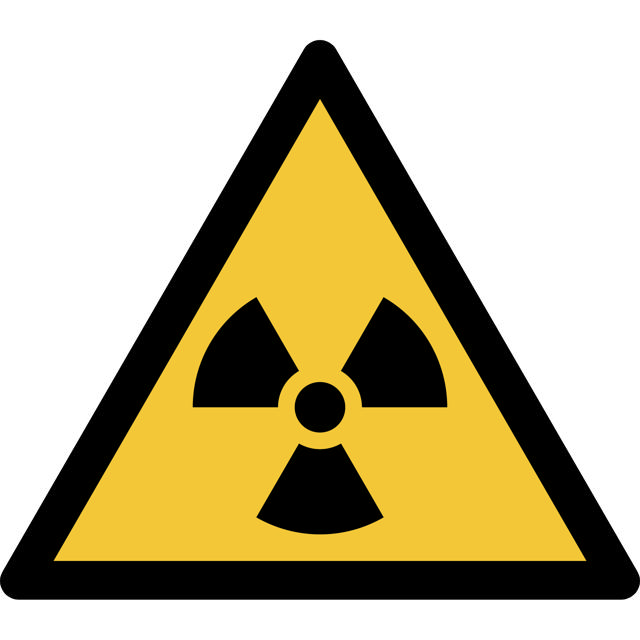 Säkerhetsskylt Varning Radioaktivt Material eller Joniserande Strålning, 300 x 264 mm