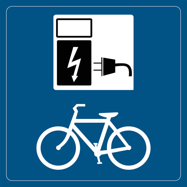 Laddningspunkt Cykelskylt, 100 x 100 mm