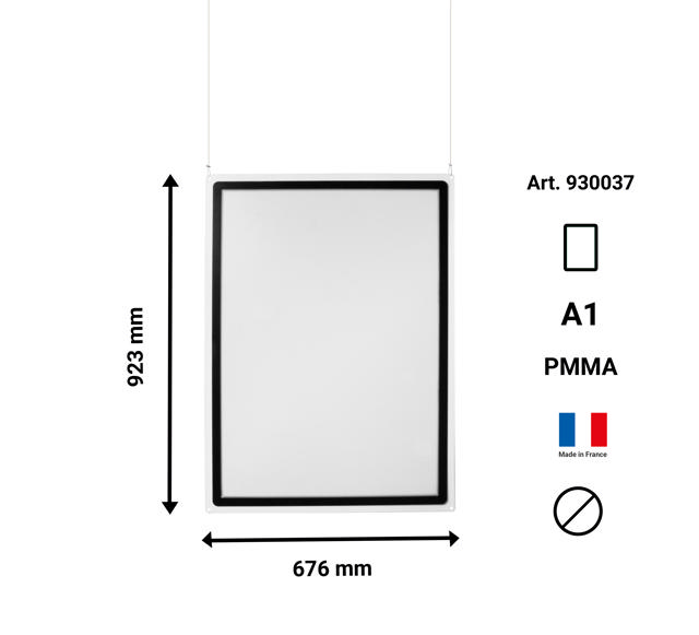 Hängande akrylskylthållare med A1 Magneto Frame Display Pocket, dubbelsidig