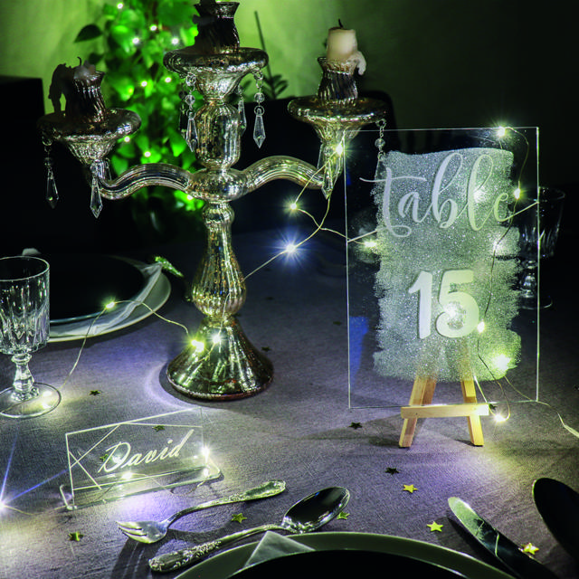 Anpassningsbar akryl bordsplaceringskort, rektangulär