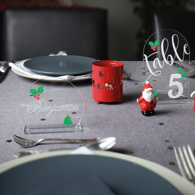 Anpassningsbar akryl bordsplaceringskort, rund