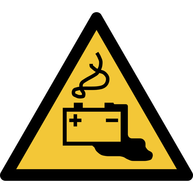 Säkerhetsskylt Varning Batteriladdning