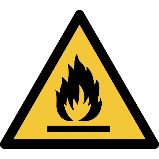 Säkerhetsskylt Varning Brandfarligt Material, 200 x 176 mm