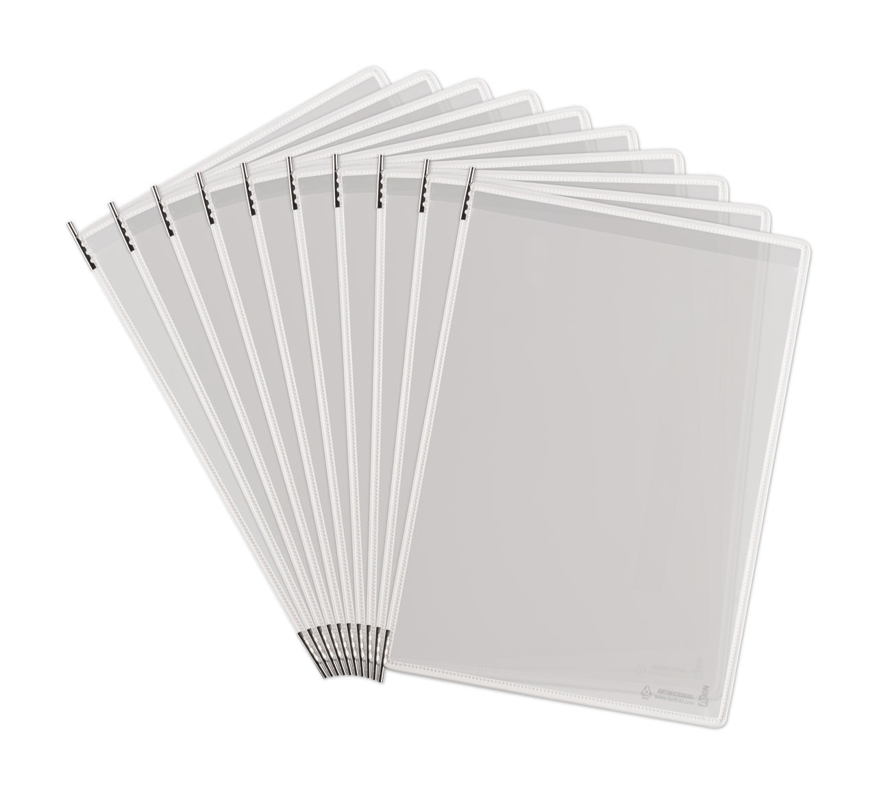 Tarifold Antimikrobiell Svängbar Ficka i Rostfritt Stål, A4, Porträtt