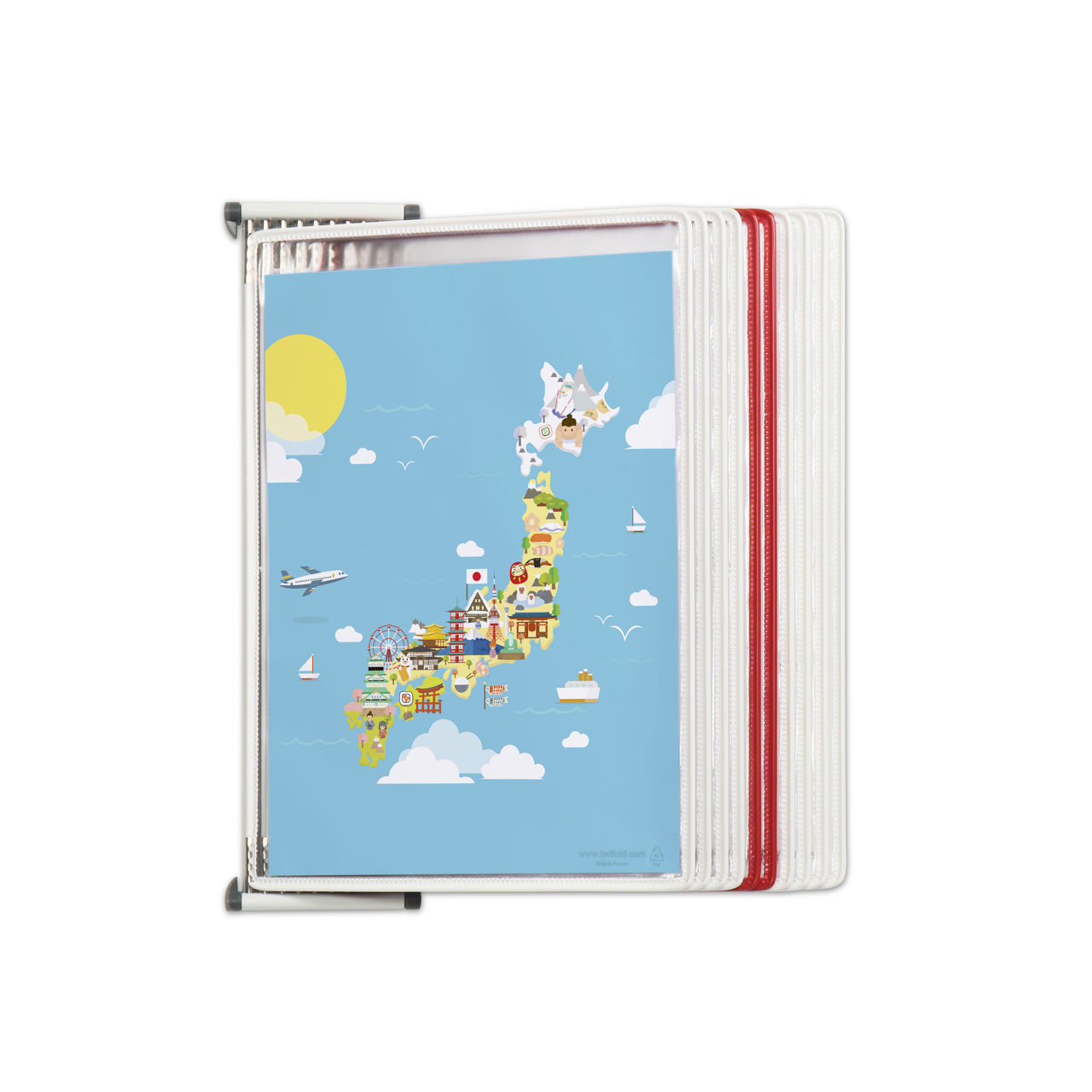 Tarifold metallväggdokumentdisplaysystem, A4, 10 fickor, Japanska färger