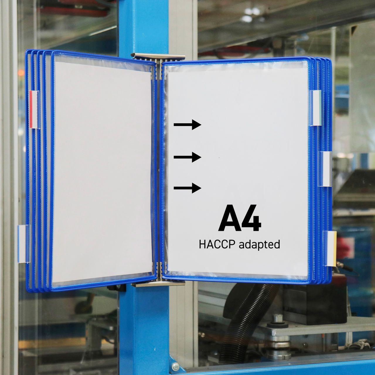 Tarifold Väggmonterat Dokumentvisningssystem i Rostfritt Stål, A4, 10 Fickor, Sidoinmatning Vänster