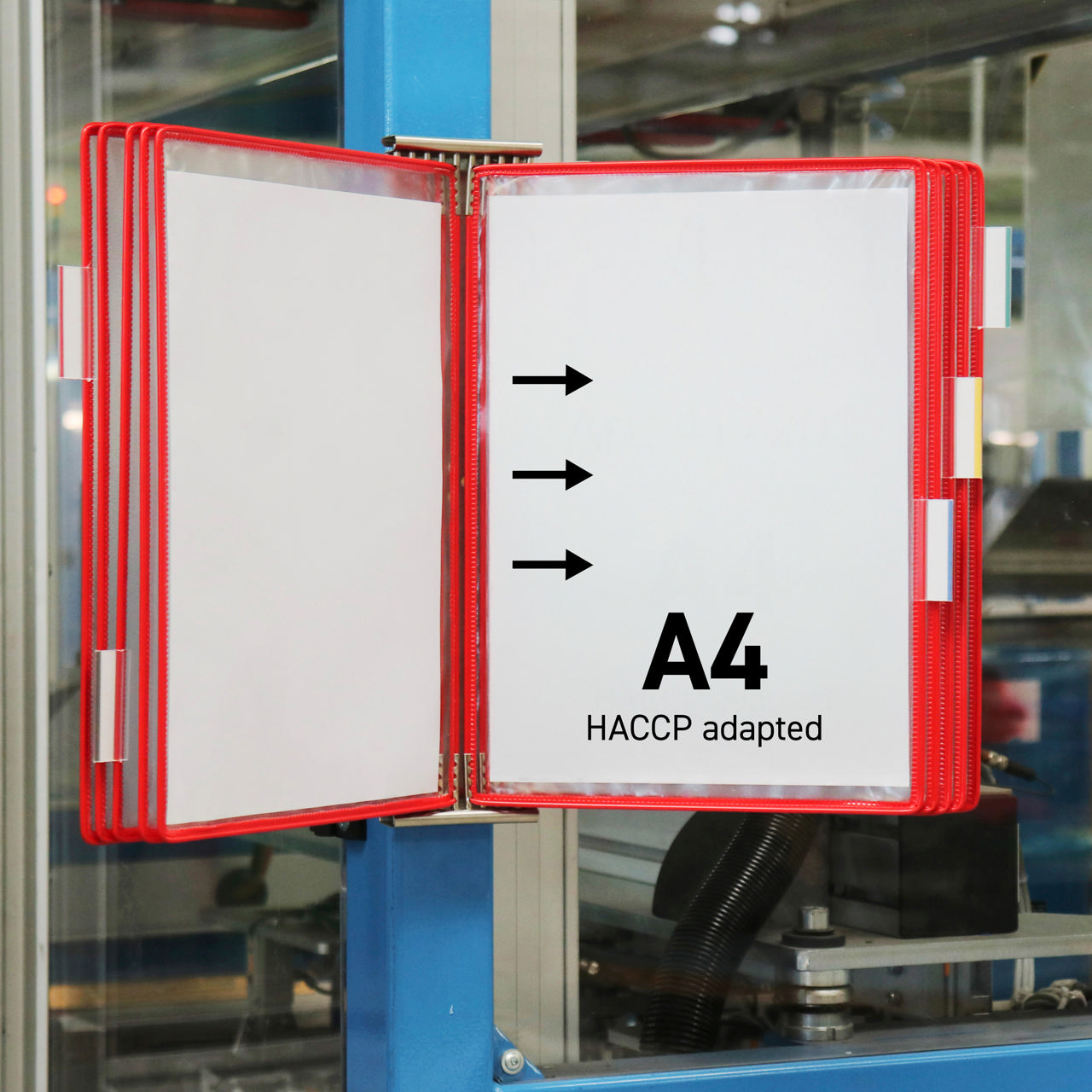 Tarifold Väggmonterat Dokumentdisplaysystem i Rostfritt Stål, A4, 10 Fickor, Sidoinmatning Vänster