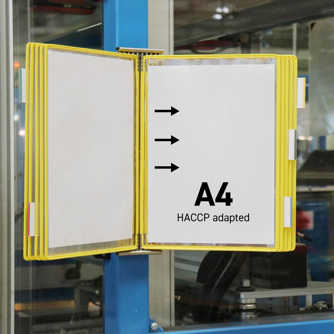 Tarifold väggmonterat dokumentsystem i rostfritt stål, A4, 10 fickor, sidoinmatning vänster